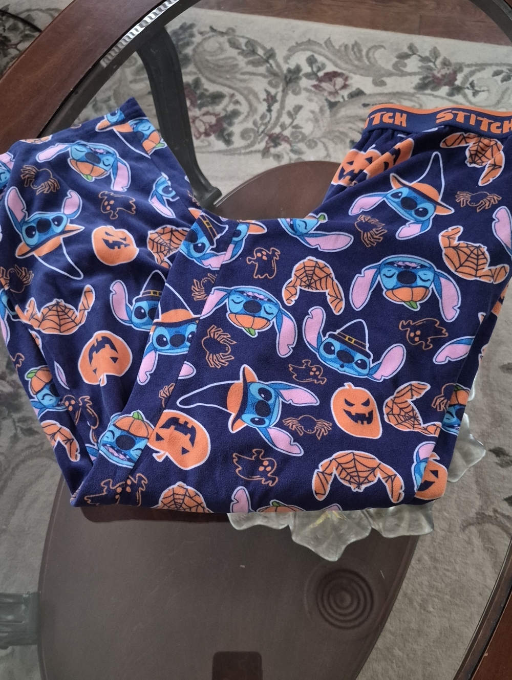 Stitch Pajama Pants - Navy and Orange